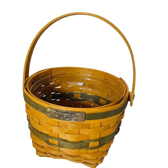 Longaberger 1994 Christmas Collection Jingle Bell Basket With Protector 8.25" - Picture 1 of 9